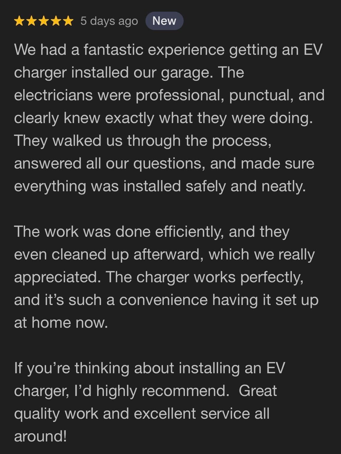 5-Star Home EV Charger Install Straight From a Happy Customer image